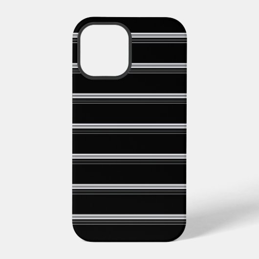 Coque iPhone 12 Pro Rayé noir blanc chic  (Verso)