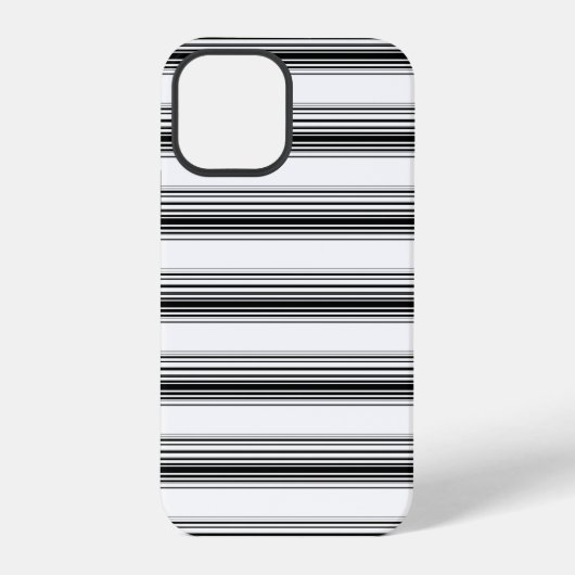Coque iPhone 12 Pro Rayures blanches noires modernes (Verso)