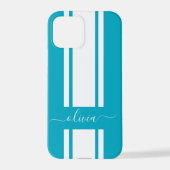 Coque iPhone 12 Pro Rayures de course tendance moderne monogrammées  (Verso)