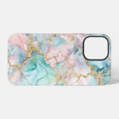 Coque iPhone 12 Pro Rose Blue Gold Marble (Verso Horizontal)