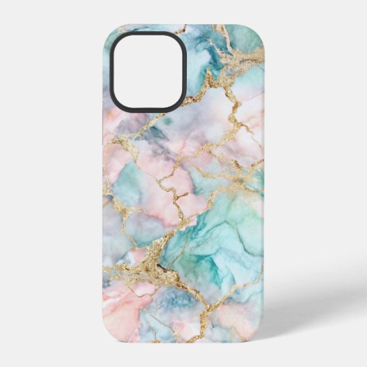 Coque iPhone 12 Pro Rose Blue Gold Marble (Verso)