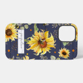 Coque iPhone 12 Pro Scripts rustiques de la Sunflower Navy sur le bois (Verso Horizontal)
