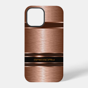 Coque iPhone 12 Pro Simples tonalités Brown en cuivre Revêtement métal