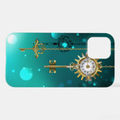 Coque iPhone 12 Pro Skeleton Keys on Green Background (Verso Horizontal)