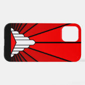 Coque iPhone 12 Pro Soleil Art déco en rouge (Verso Horizontal)