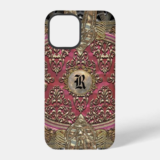 Coque iPhone 12 Pro Speigaford Baroque Damask Monogram Coque-Mate Phon (Verso)