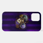 Coque iPhone 12 Pro Spider Steampunk sur Arrière - plan pourpre (Verso Horizontal)