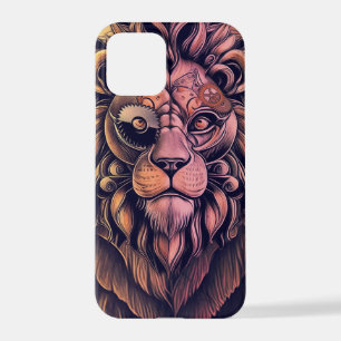 Coque iPhone 12 Pro Steampunk Couleur Gradient Lion Rustique