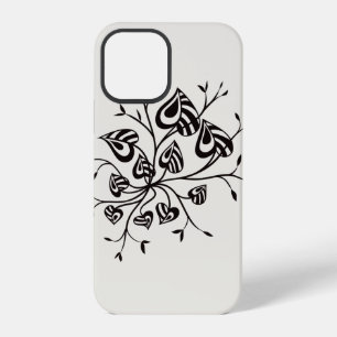 Coque iPhone 12 Pro Style de tatouage floral abstrait avec des feuille