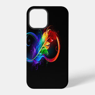 Coque iPhone 12 Pro Symbole d'infini avec plume arc-en-ciel