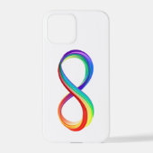 Coque iPhone 12 Pro Symbole d'infinité arc-en-ciel stratifié (Verso)