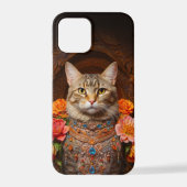 Coque iPhone 12 Pro Tabby Brown avec fleurs et style victorien (Verso)