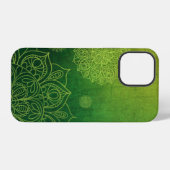 Coque iPhone 12 Pro Texture de fond vert jaune (Verso Horizontal)