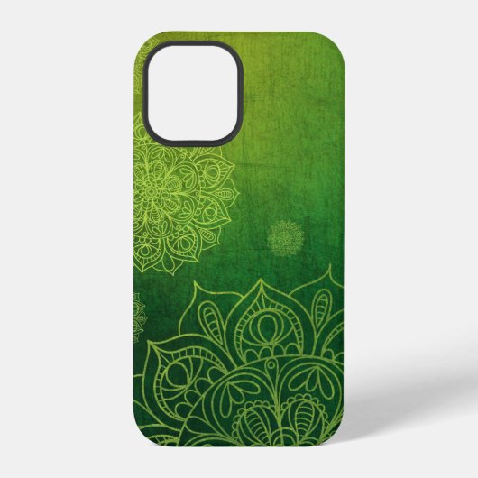 Coque iPhone 12 Pro Texture de fond vert jaune (Verso)