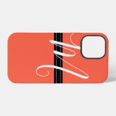 Coque iPhone 12 Pro Tomate Uni Élégant Monogramme (Verso Horizontal)