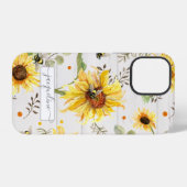Coque iPhone 12 Pro Tournesol Gris Jaune Bourdon Écriture Rustique (Verso Horizontal)
