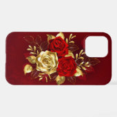 Coque iPhone 12 Pro Trois Roses de bijoux (Verso Horizontal)
