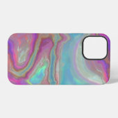 Coque iPhone 12 Pro Turquoise et agate opale rose (Verso Horizontal)