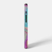 Coque iPhone 12 Pro Turquoise et agate opale rose (Côté gauche)