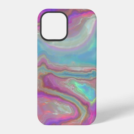 Coque iPhone 12 Pro Turquoise et agate opale rose (Verso)