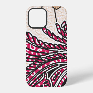 Coque iPhone 12 Pro Un design cachemire décoratif avec rouge vif et ép
