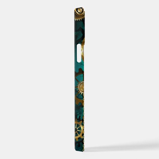 Coque iPhone 12 Pro Veille bijoux Steampunk sur un Arrière - plan vert (Côté droit)