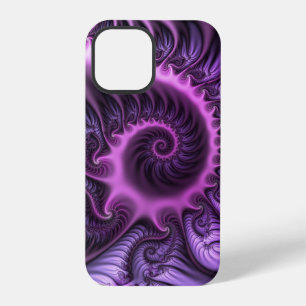 Coque iPhone 12 Pro Vivid Cool Abstrait rose violet Fractal Art Spiral