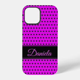 Coque iPhone 12 Pro Votre nom personnalisé Couleurs frappantes Noir et