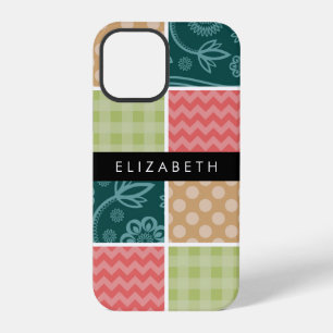 Coque iPhone 12 Pro Zigzag, Chevron, En vichy, Pois, Votre Nom