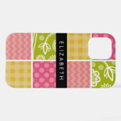 Coque iPhone 12 Pro Zigzag, Chevron, Pois, En vichy, Votre Nom (Verso Horizontal)