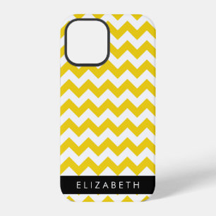 Coque iPhone 12 Pro Zigzag Jaune, Chevron Jaune, Votre Nom