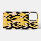 Coque iPhone 12 Pro Zigzag jaune et noir Abstrait Chevron (Verso Horizontal)