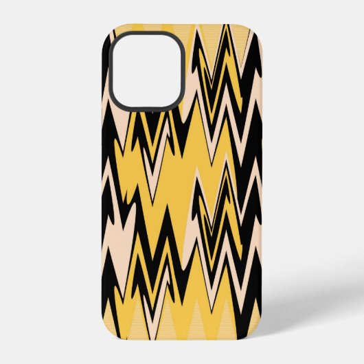 Coque iPhone 12 Pro Zigzag jaune et noir Abstrait Chevron (Verso)