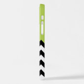 Coque iPhone 12 Pro Zigzag noir et blanc, Chevron, Vert, Votre nom (Côté gauche)