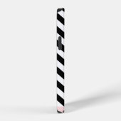 Coque iPhone 12 Pro Zigzag noir et blanc, Motif Chevron, Votre nom (Côté droit)