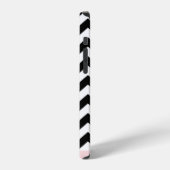 Coque iPhone 12 Pro Zigzag noir et blanc, Motif Chevron, Votre nom (Côté gauche)