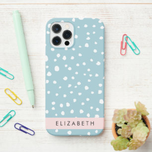 Coque iPhone 12 Pro Zones Dalmatiennes Bleues, Points Dalmatiens, Votr