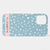 Coque iPhone 12 Pro Zones Dalmatiennes Bleues, Points Dalmatiens, Votr (Verso Horizontal)