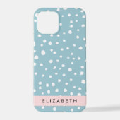 Coque iPhone 12 Pro Zones Dalmatiennes Bleues, Points Dalmatiens, Votr (Verso)