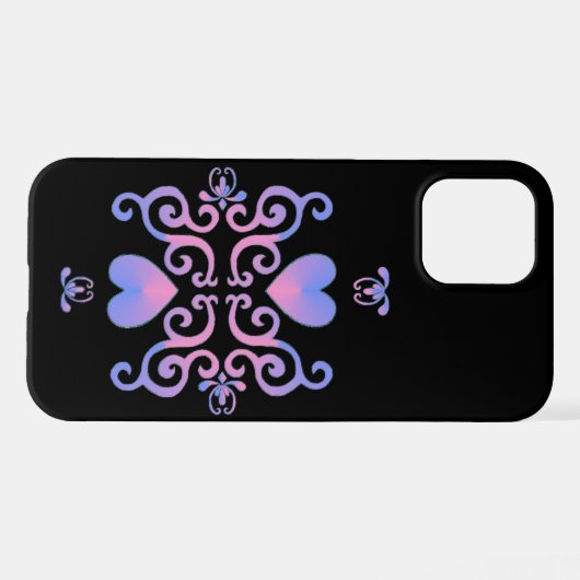 Coque iPhone 12 Rainbow Heart et Lily (Verso Horizontal)