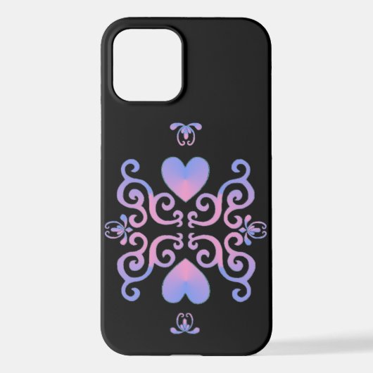 Coque iPhone 12 Rainbow Heart et Lily (Verso)