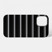 Coque iPhone 12 Rayé noir blanc chic (Verso Horizontal)