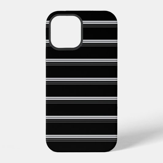 Coque iPhone 12 Rayé noir blanc chic (Verso)
