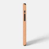 Coque iPhone 12 Rayure de bonbon moderne | Nom diagonal orange brû (Côté gauche)