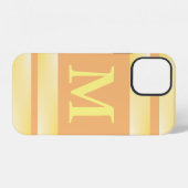Coque iPhone 12 Rayure jaune Monogramme (Verso Horizontal)