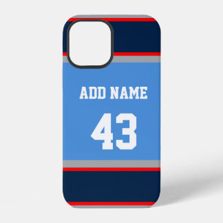 Coque iPhone 12 Rayure Sportive Bleu Marine Rouge et Bleu