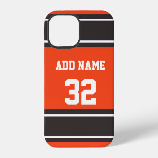 Coque iPhone 12 Rayure sportive orange marron et blanc