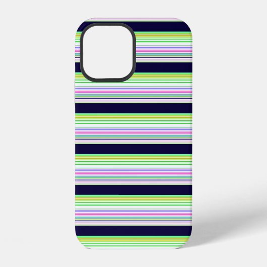Coque iPhone 12 Rayures colorées bleues mignonnes (Verso)