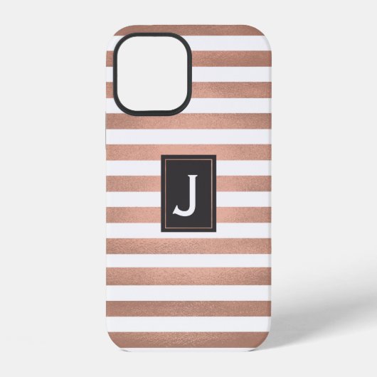 Coque iPhone 12 Rayures Rose Gold (Verso)