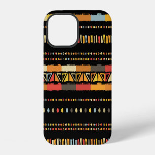 Coque iPhone 12 Rayures Tribales Brillantes Motif Fait Main